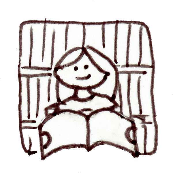 icon of Elayne reading in person