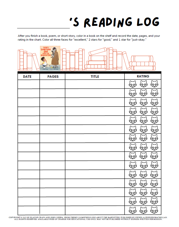 There's Something Odd About the Babysitter Reading Log